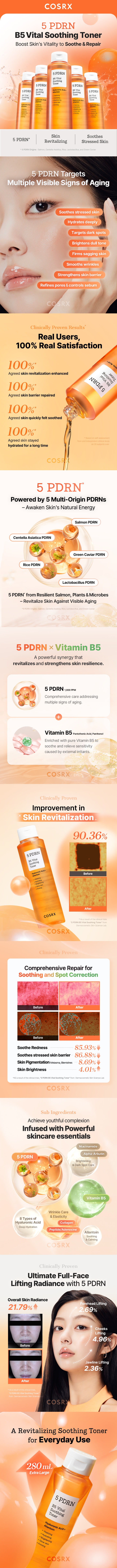 COSRX 5 PDRN B5 Vital Soothing Toner 280ml