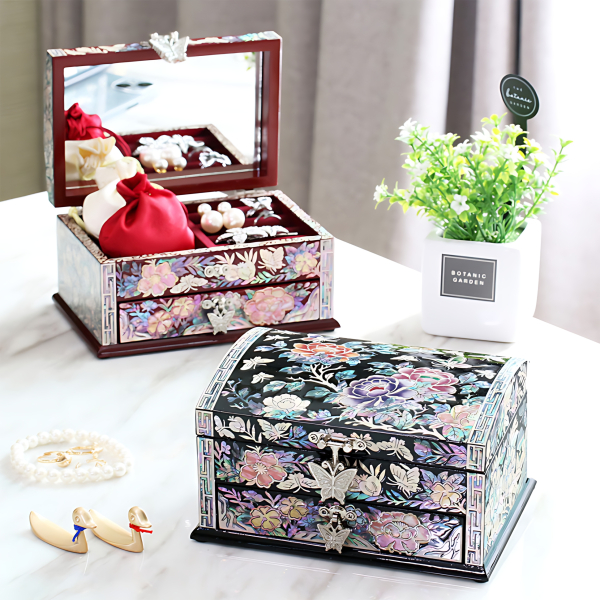 Peony Single-tier Mother-of-pearl Lacquerware Jewelry Box