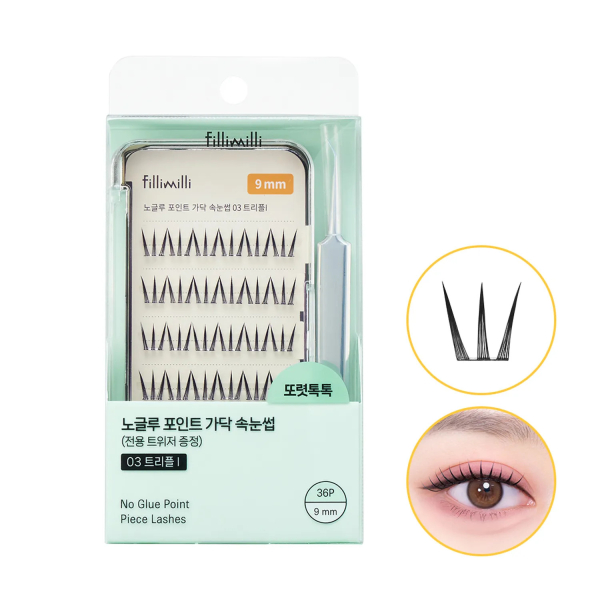 Fillimilli No Glue Point Piece Lashes 03 Triple 9mm (36P)