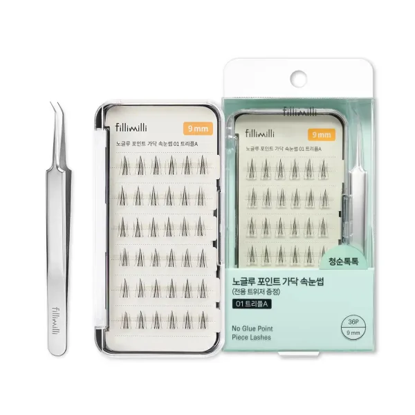 Fillimilli No Glue Point Piece Lashes 01 Triple A 9mm