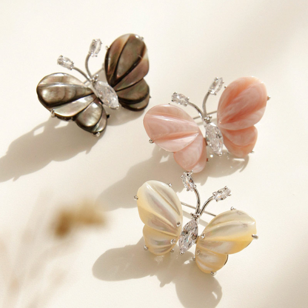 Beautiful Mother-of-Pearl Butterfly Brooch