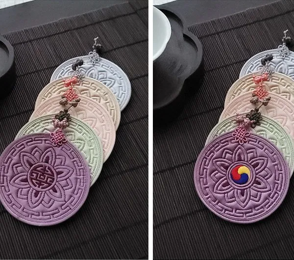 Korean Traditional Lotus Flower Coaster Set 5P