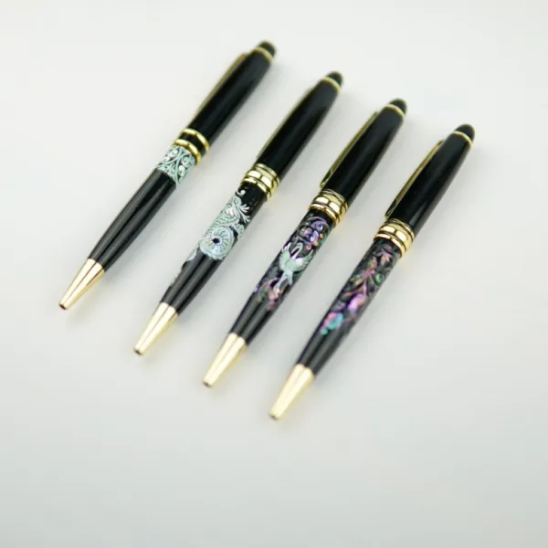 Mother-of-Pearl Lacquerware Premium Ballpoint Pen - Crane Design