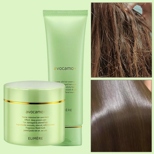 ELIMERE Avocamo Damaged Hair Pack 300ml+ Hair Essence Set 120ml - Image 2