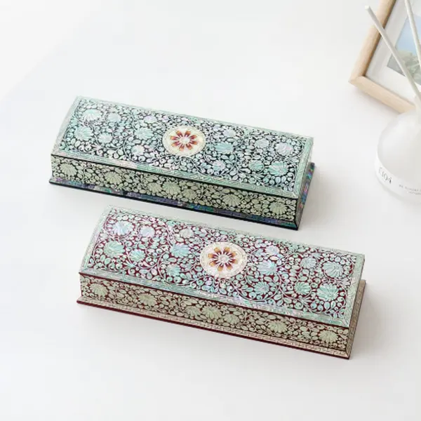 Mother-of-pearl Lacquerware Colored Flower Arabesque Automatic Mother-of-pearl Brush Holder