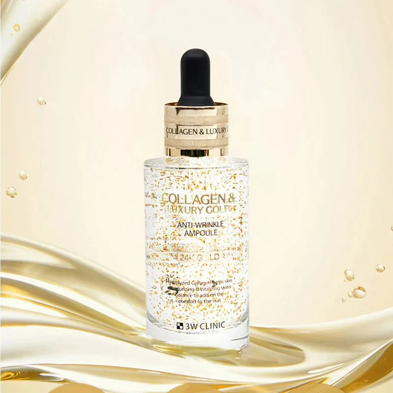 3W CLINIC Collagen & Luxury Gold Anti-Wrinkle Ampoule 55ml - Image 2
