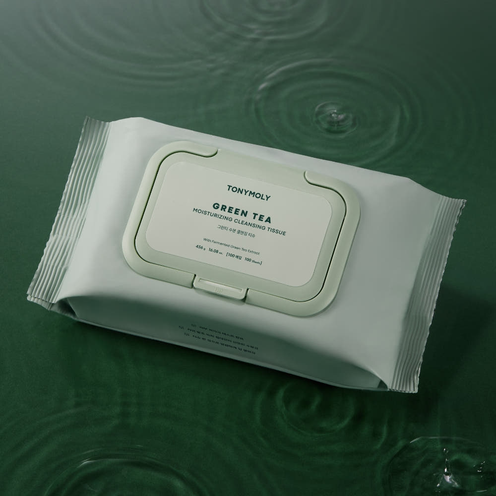 TONY MOLY Green Tea Hydrating Hypoallergenic Cleansing Tissues 100 Sheets x 2pack - Image 3