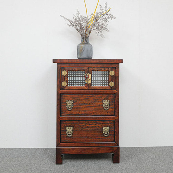 Classic Wooden Lattice 2 Drawer Chest Elegant Traditional Storage Cabinet