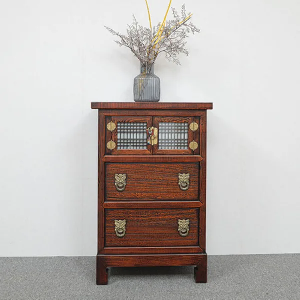 Classic Wooden Lattice 2 Drawer Chest Elegant Traditional Storage Cabinet