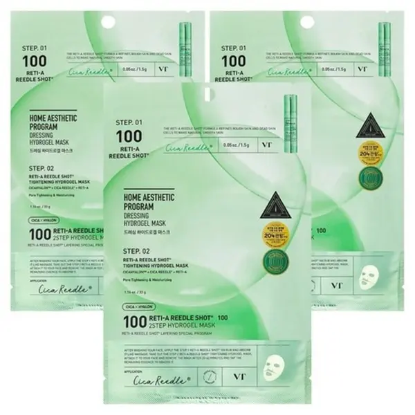 VT COSMETICS Reti-A Reedle Shot 100 2-Step Hydrogel Mask 3sheets