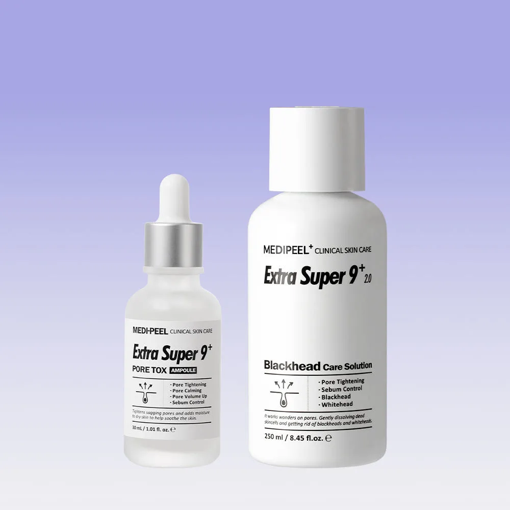 MEDIPEEL Extra Super 9+ Blackhead and Pore Care Set (Solution 250ml+Ampoule 30ml)
