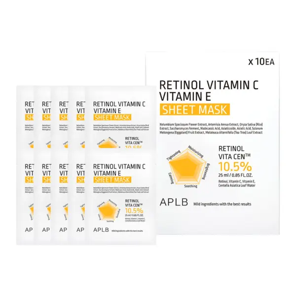 APLB Retinol Vitamin C Vitamin E Sheet Mask 25ml×10 Sheets