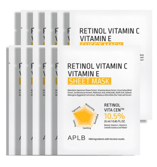 APLB Retinol Vitamin C Vitamin E Sheet Mask 25ml*10sheets