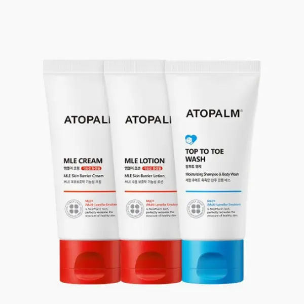 ATOPALM Essential Starter Kit - MILE Cream 50ml+MILE Lotion 50ml+Top-to-Toe Wash 50ml