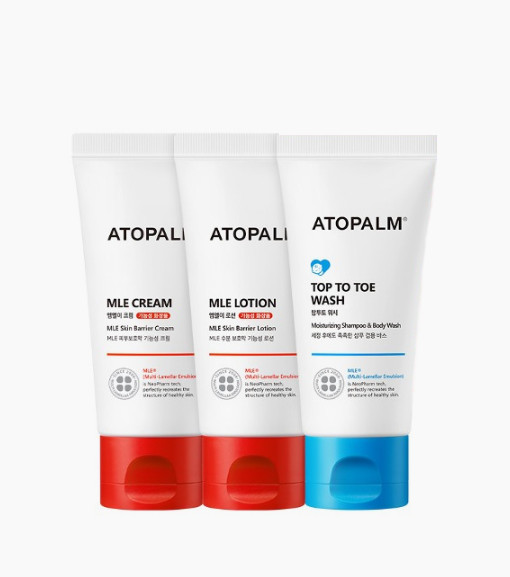 ATOPALM Essential Starter Kit - MILE Cream 50ml+MILE Lotion 50ml+Top-to-Toe Wash 50ml