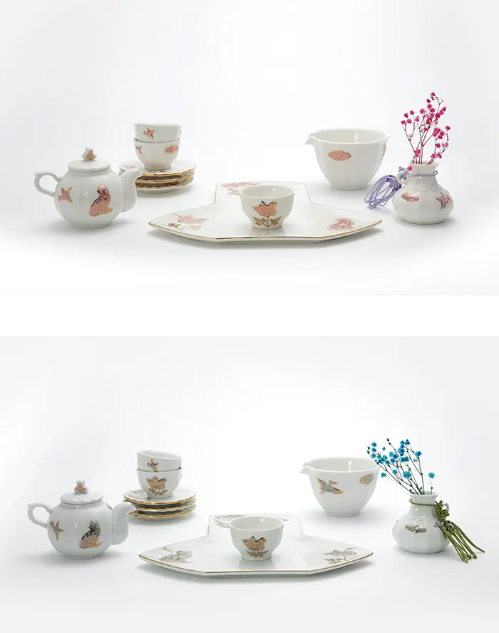 Bok Tea Set Color Options - Blue Thread and Red Thread