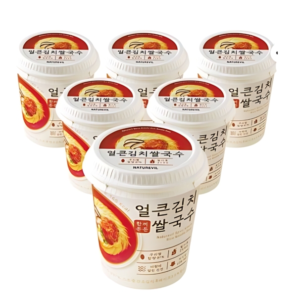 NATUREVIL Gluten-Free Rice Noodle Cup - Spicy Kimchi Flavor 49g*6 Pack