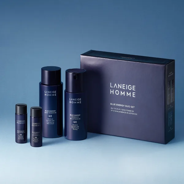 LANEIGE Homme Blue Energy EX 2-Piece Set (Toner 180ml + Lotion 125ml + Miniatures)