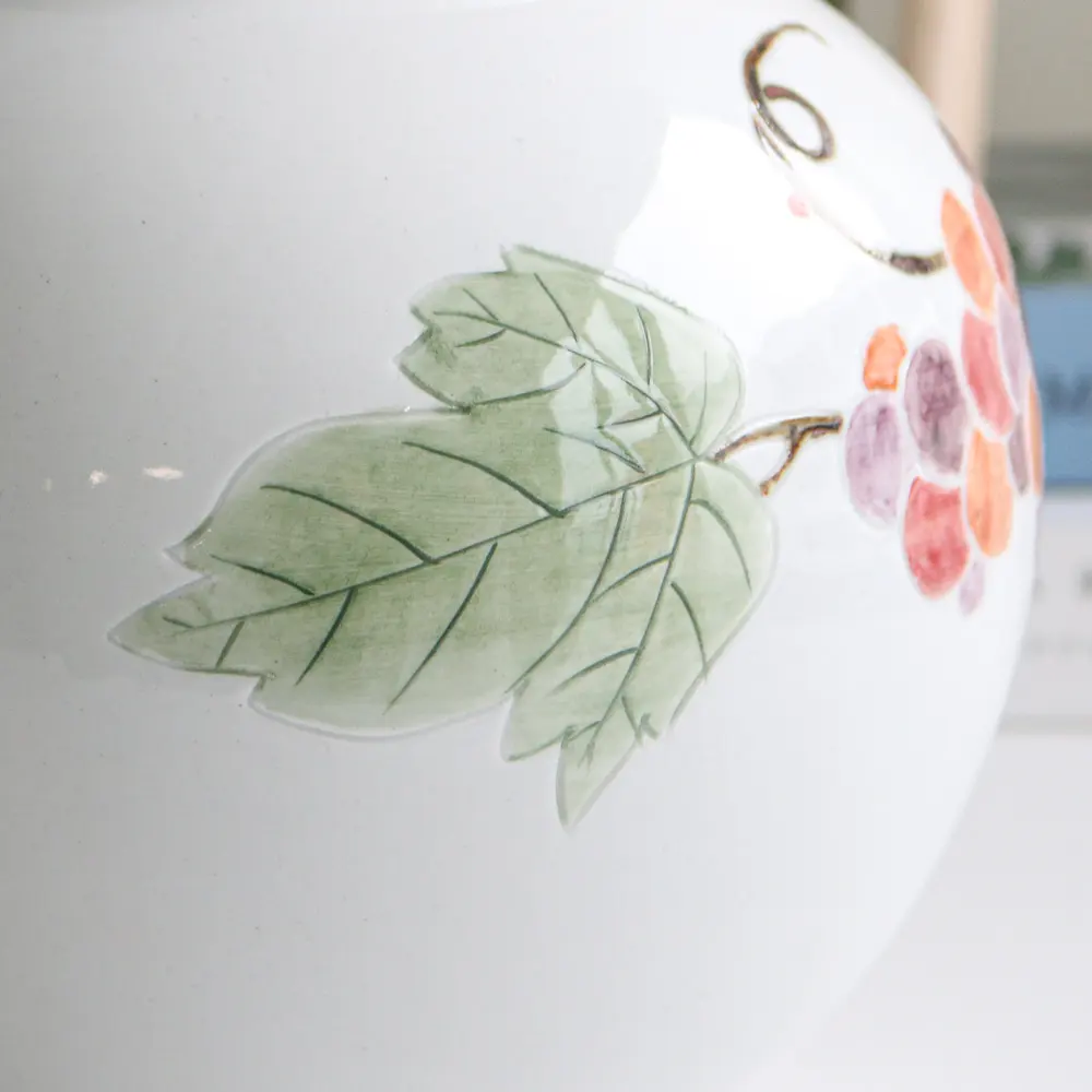 Korean Baekja White Porcelain Jar with Stippled Grape Design