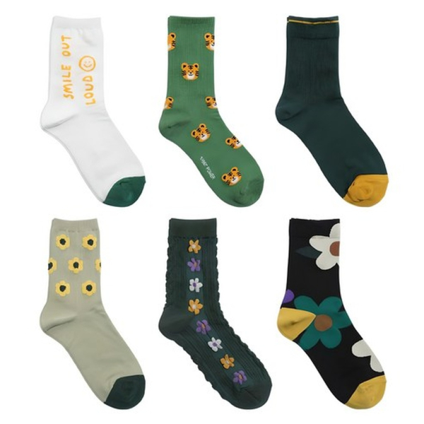 Sockpiens Women Color Fashion Socks 6 Pairs Set