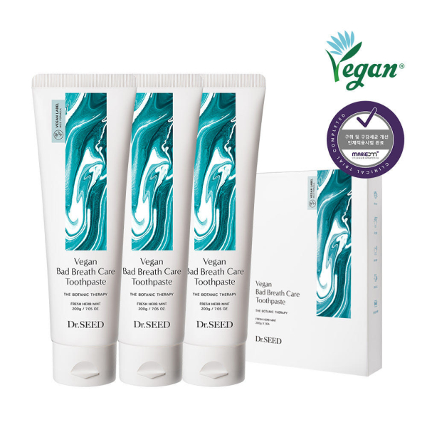 Dr. Seed Vegan Bad Breath Care Toothpaste Fresh Herb Mint 200g x 3pcs