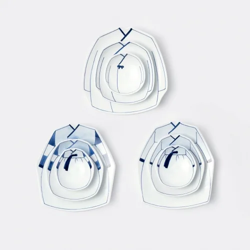 Hanbok Porcelain Plate Set (Small/Medium/Large) - 3 Piece Set
