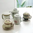Traditional Korean Ceramic Lidded Tea Mug Set for 2