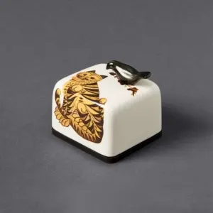 Korean Folk Art Jakho-do Tiger and Magpie Ceramic Music Box by HK Studio