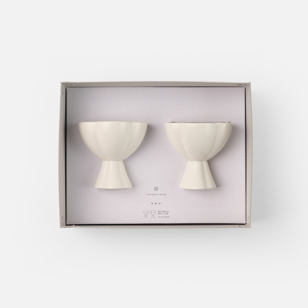 Korean White Porcelain Baekja Soju Cup and Sauce Bowl Set by Kim Eun-ho
