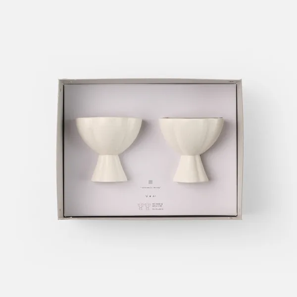 Korean White Porcelain Baekja Soju Cup and Sauce Bowl Set by Kim Eun-ho