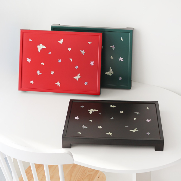 Najeonchilgi Mother-of-Pearl Butterfly Tea Tray - Antique Style Rectangle