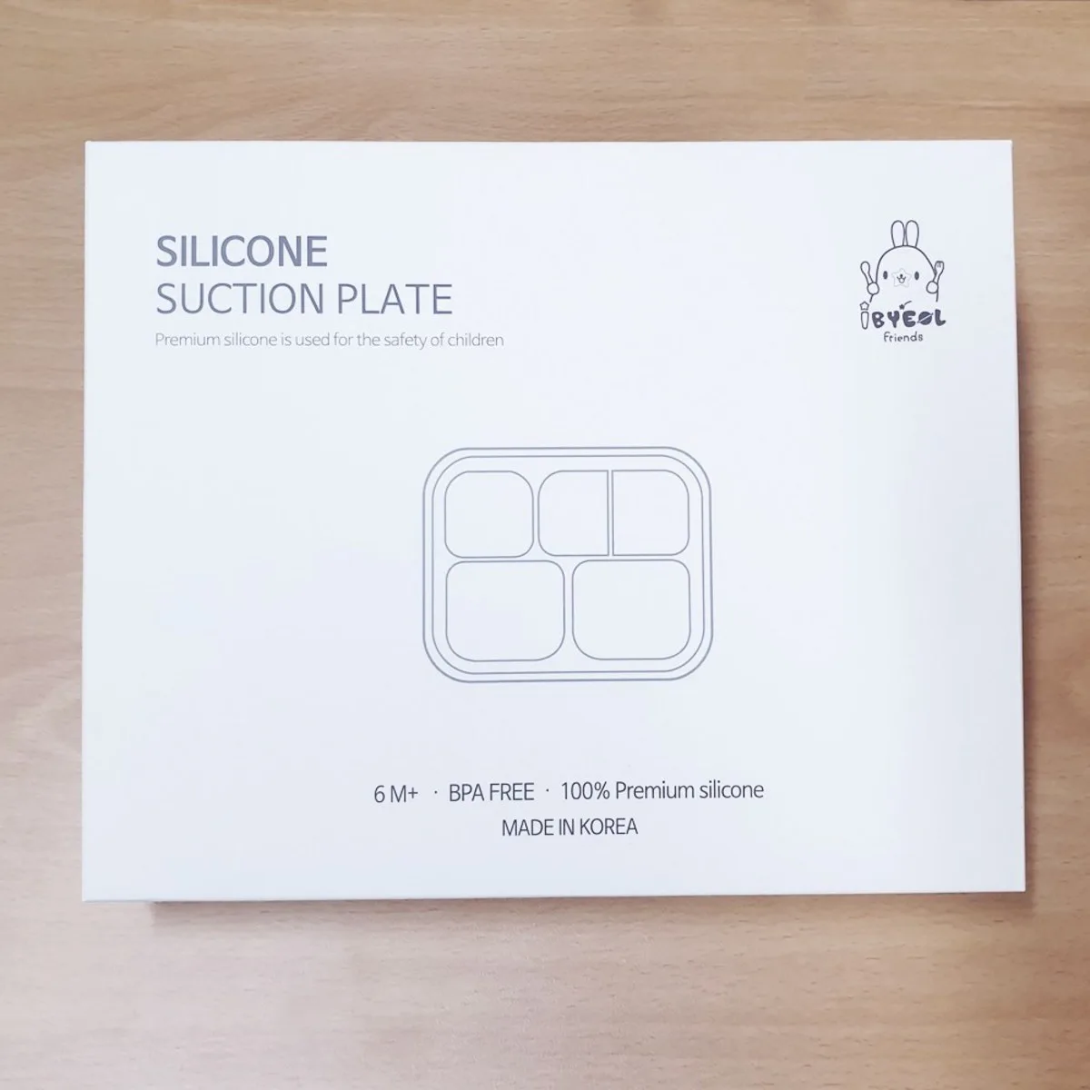 IBYEOL FRIENDS Silicone Suction Plate with Lid 5-Compartment (Mint) - Image 2