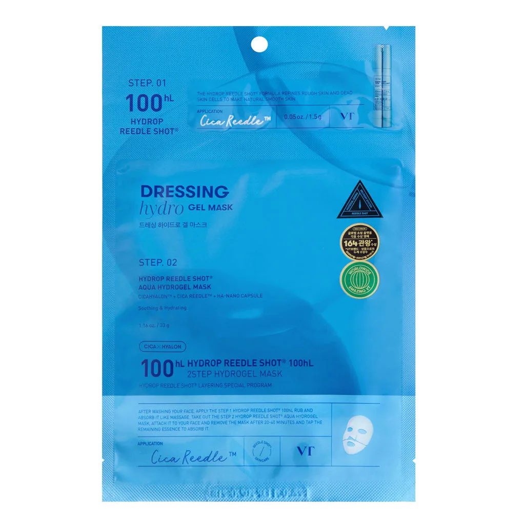 VT COSMETICS Hydrop Reedle Shot 100hL 2-Step Hydrogel Mask 4 Sheets