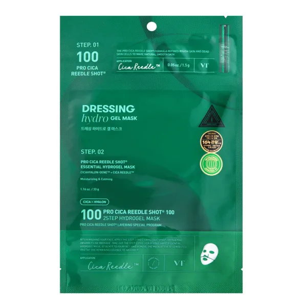 VT COSMETICS Pro Cica Reedle Shot 100 2-Step Hydrogel Mask 33g*4Sheets