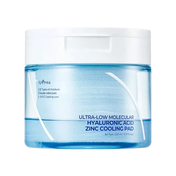 ISNTREE Ultra-low Molecular Hyaluronic Acid Zinc Cooling Pad 60pads 150ml