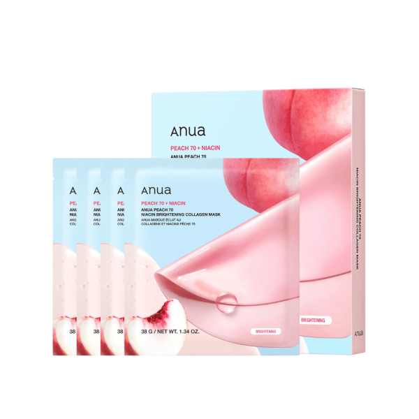 Anua Peach 70 Niacin Brightening Collagen Mask - 1 Box of 4 Sheets