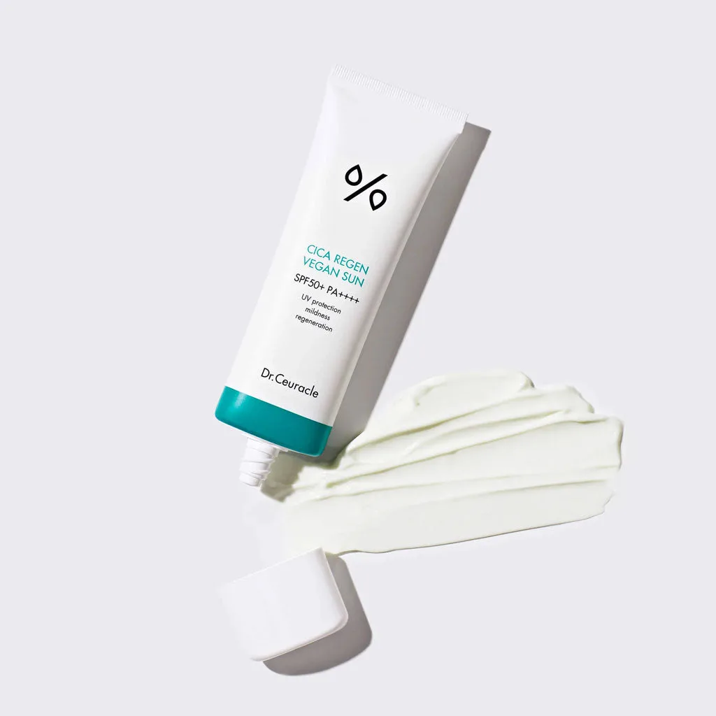 DR.CEURACLE CICA Regen Vegan Sunscreen SPF50+ PA++++ 50ml - Daily Sun Protection for Sensitive Skin