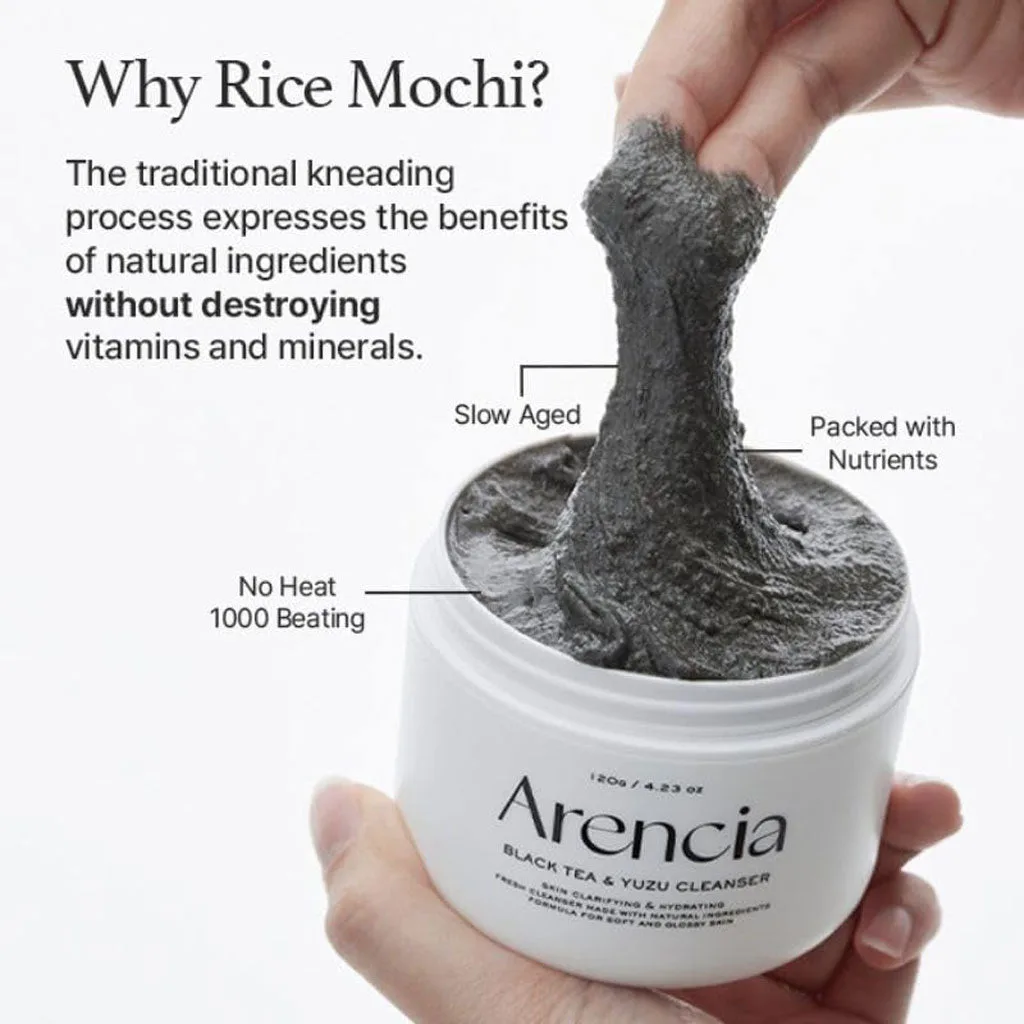 ARENCIA Black Tea and Yuzu Rice Mochi Cleanser 120g - Image 2