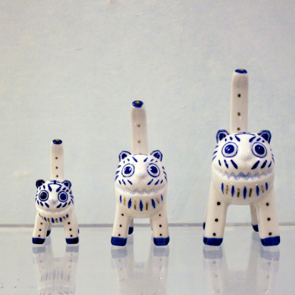 K-Heritage White Porcelain Kokdu Tiger Figurine Medium