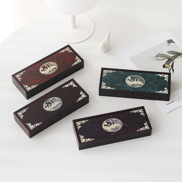 Korean Najeonchilgi Mother of Pearl Crane Automatic Pen Case with Ballpoint Pen