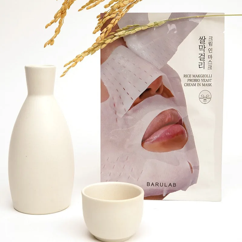 BARULAB Rice Makgeolli Probiotic Yeast Cream In Mask 5 Sheets - Image 2