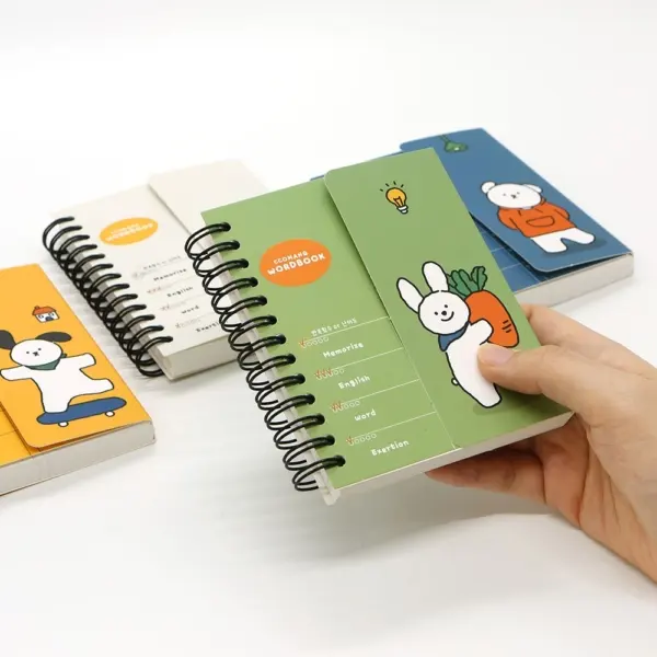 PINKFOOT Kkomang Cover Vocabulary Notebook Set 80 Sheets 4 Colors