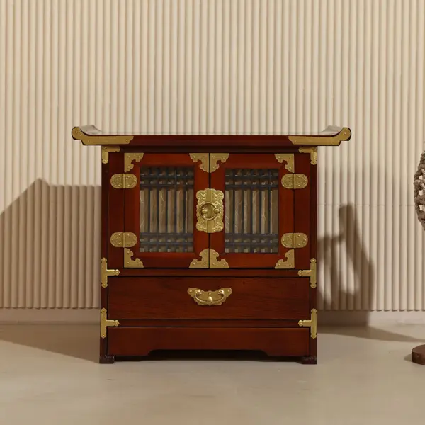 Mingyune Traditional Korean Lattice Cabinet with Secret Drawer