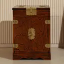 Classic Korean Antique Wooden Vanity with Cabinet Doors Elegant Dressing Table