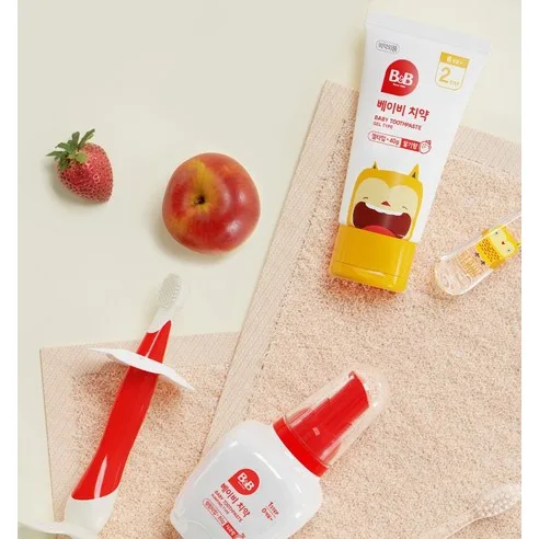 B&B Baby Toothpaste Strawberry Flavor 40g x 3ea - Fluoride Free Safe for Infants - Image 5