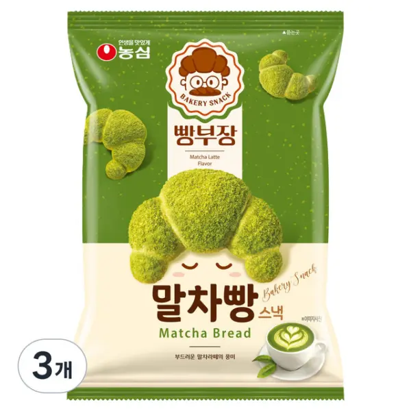 Nongshim Bbangbujang Matcha Bread Snack 55g×3 Packs