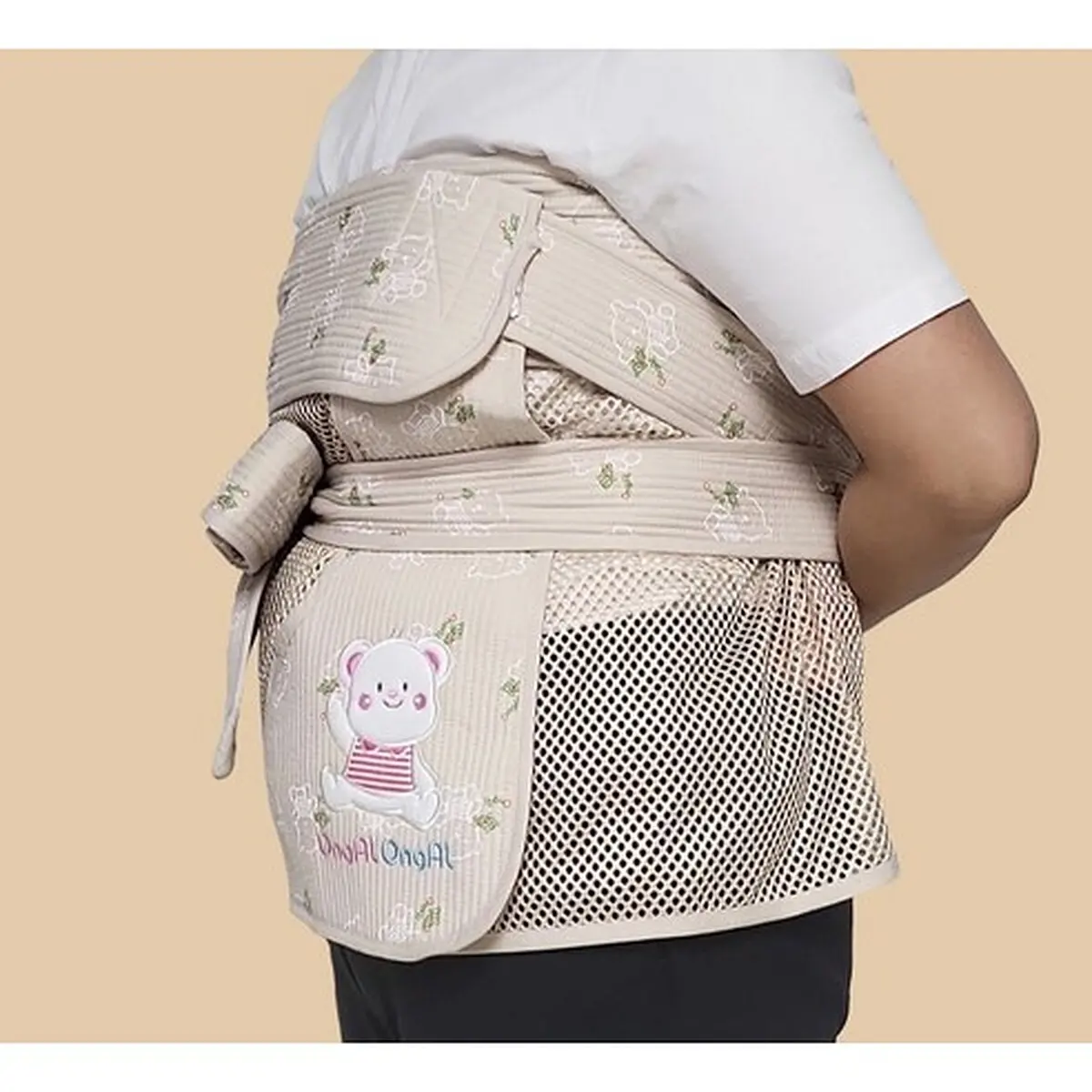 Ongalongal Hello Bear Mesh elbow-length Podaegi Baby Carrier