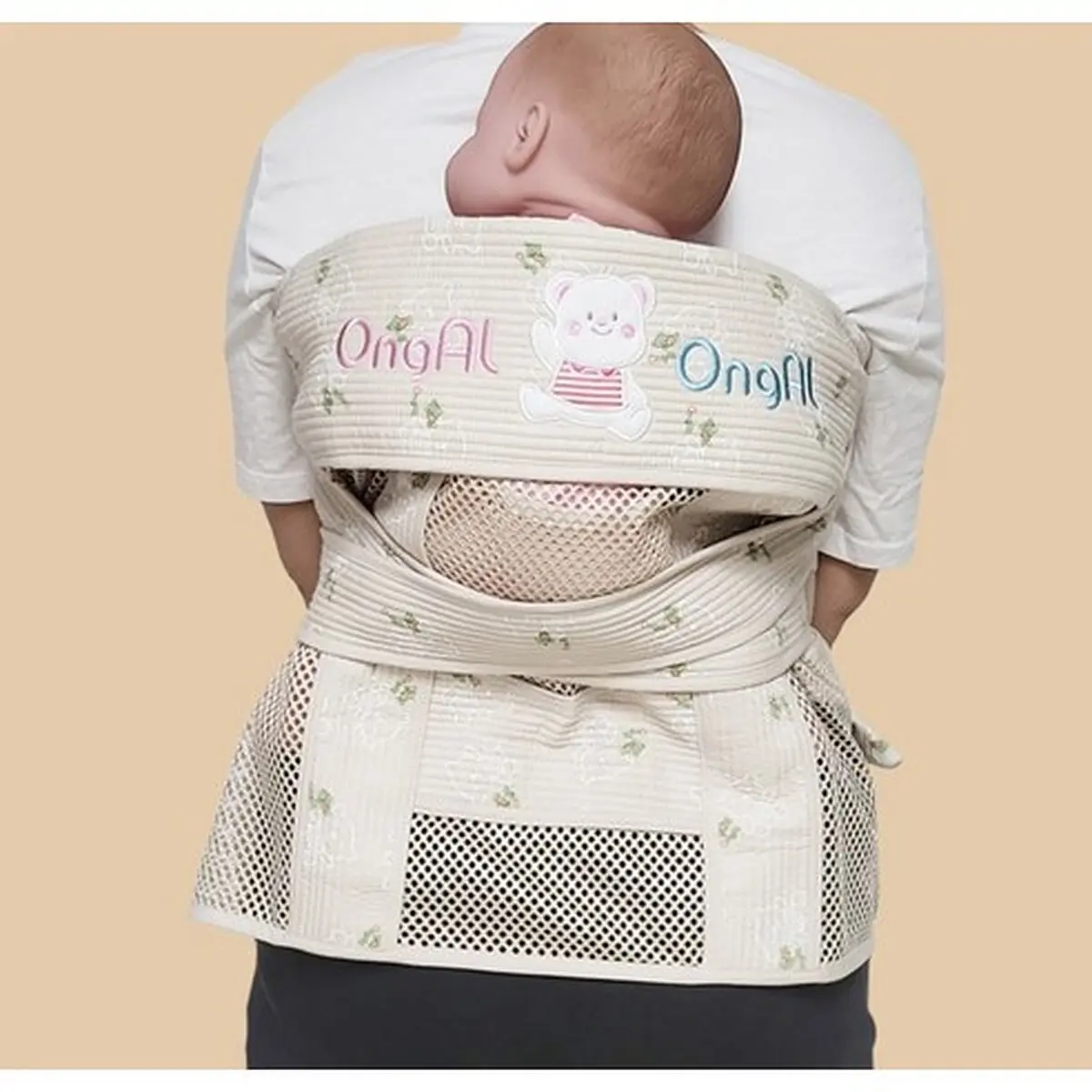 Ongalongal Hello Bear Mesh elbow-length Podaegi Baby Carrier