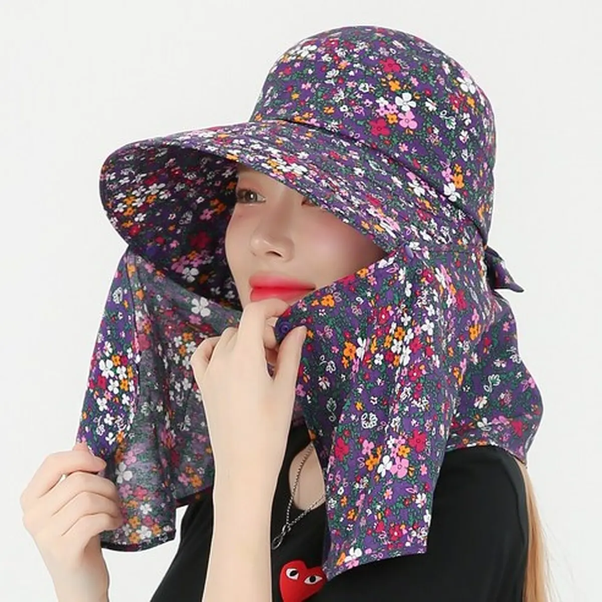 Laping Korean-made Detachable Scarf Sun Cap for Farming Outdoor Work