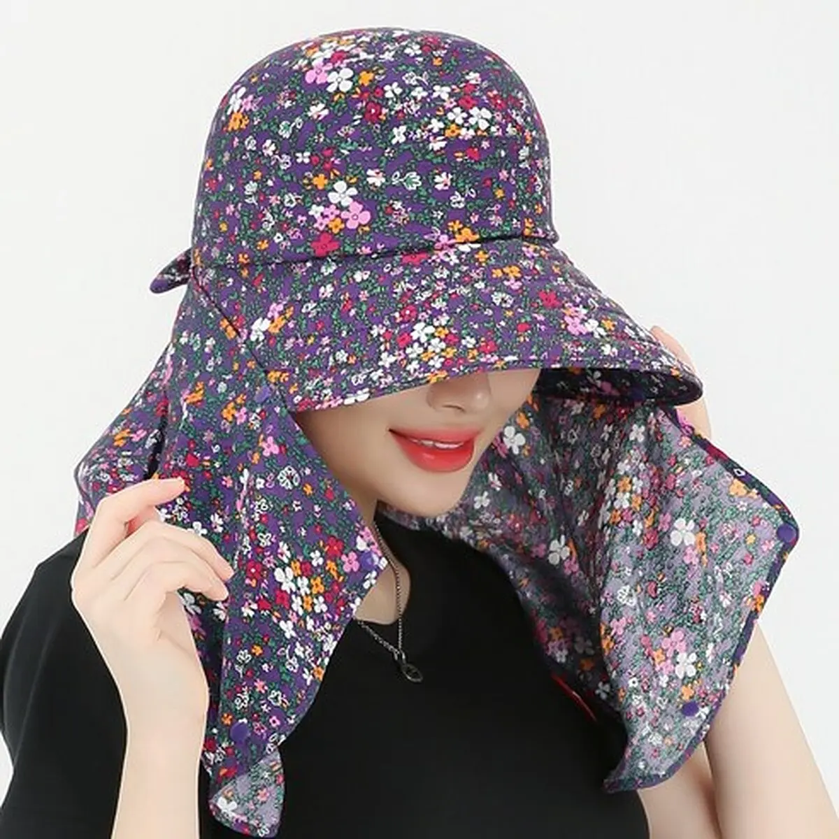 Laping Korean-made Detachable Scarf Sun Cap for Farming Outdoor Work